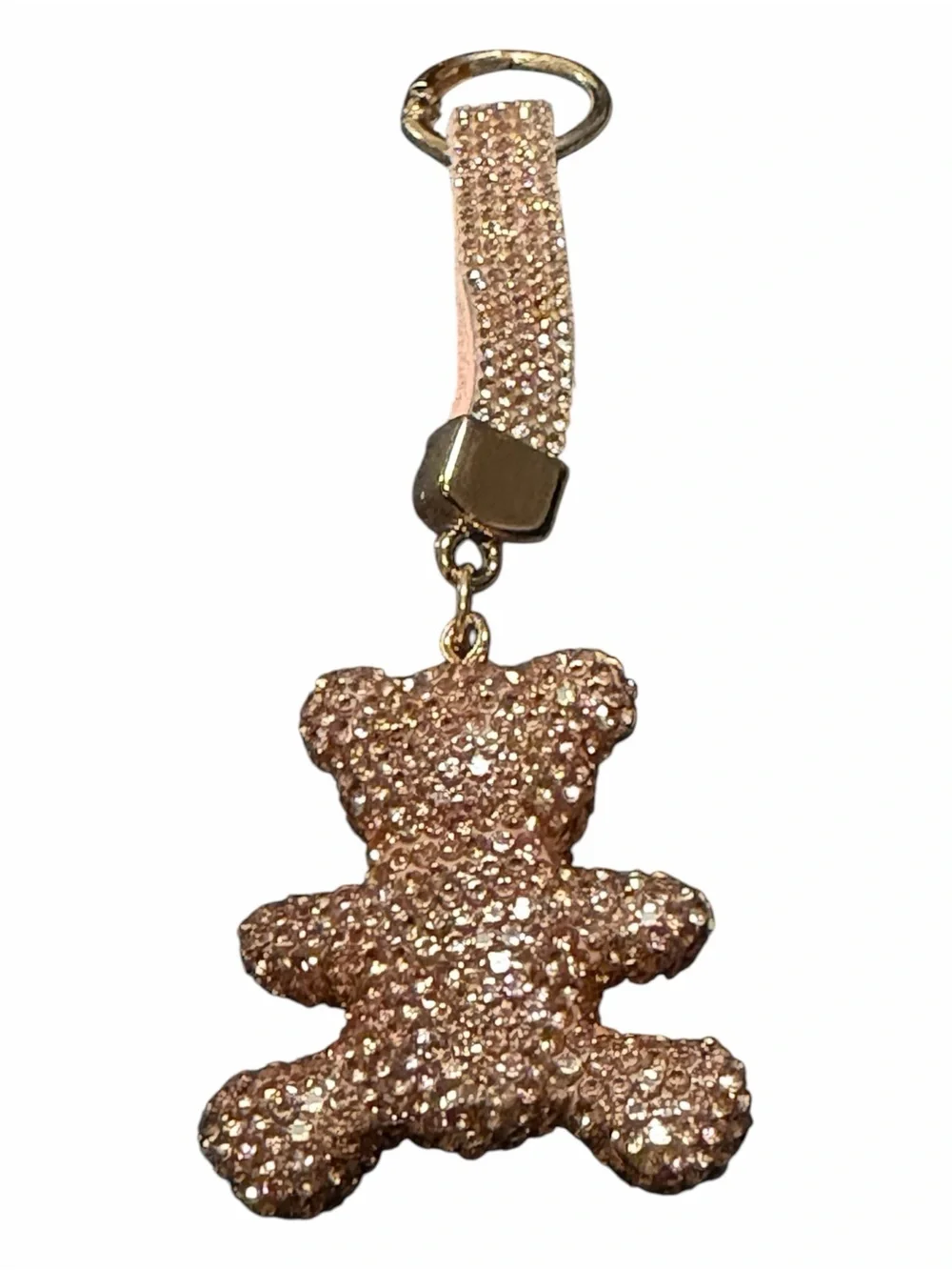Sparkling Champagne Gold Teddy Bear Keychain - Womens Accessories